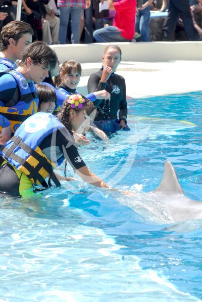 Danna y Eleazar con delfines