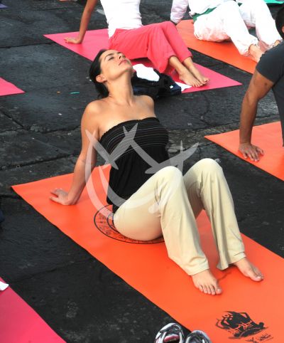 Los famosos hacen yoga en pleno zócalo