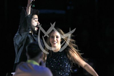 Shakira con Pedro Capó y Camilo en Copa Davis 
