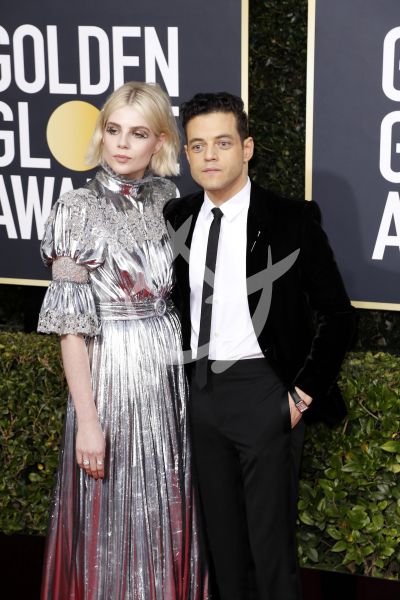 Rami Malek y Lucy Boynton en los Golden Globes