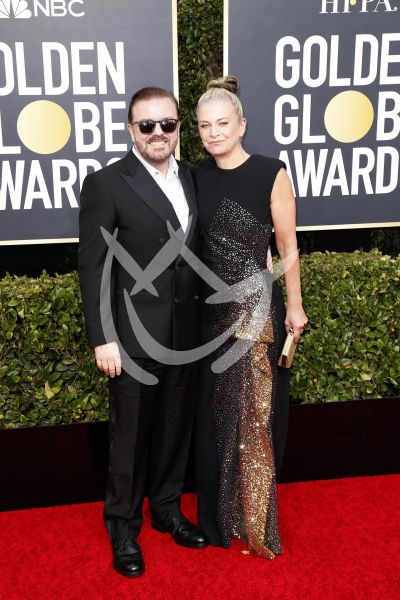 Ricky Gervais y Jane Fallon en los Golden Globes