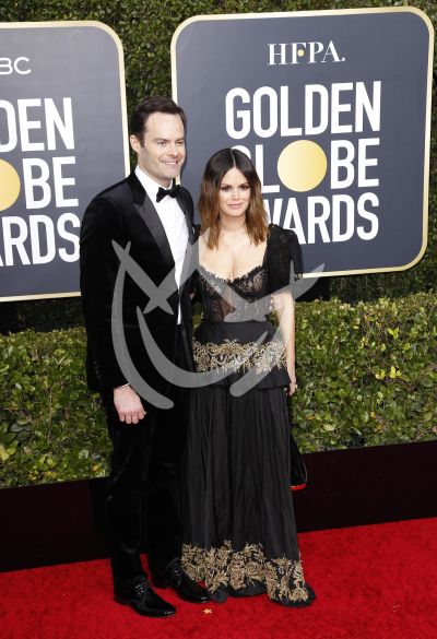 Bill Hader y Rachel Bilson en los Golden Globes